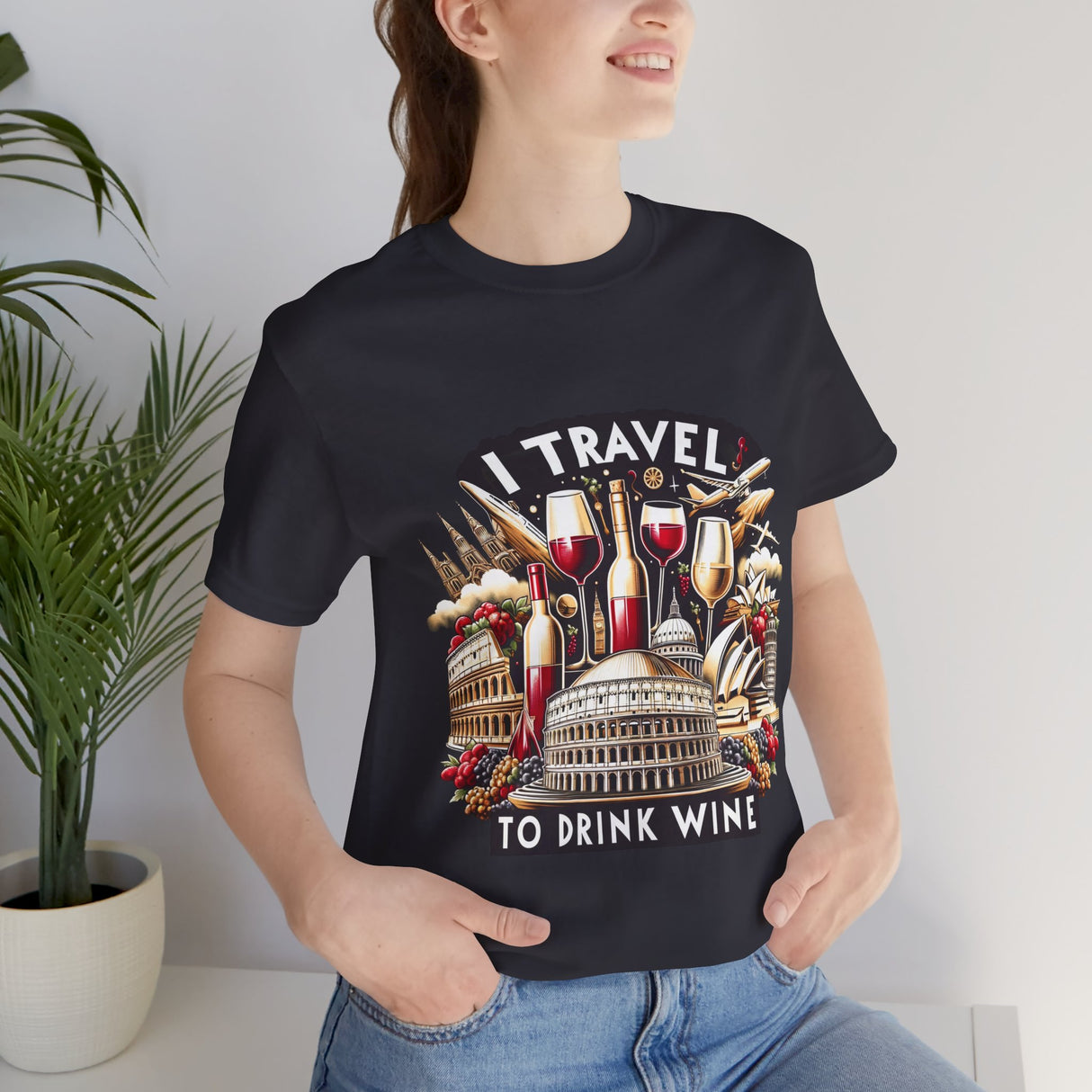 "I Travel to Drink Wine" full color T-shirt