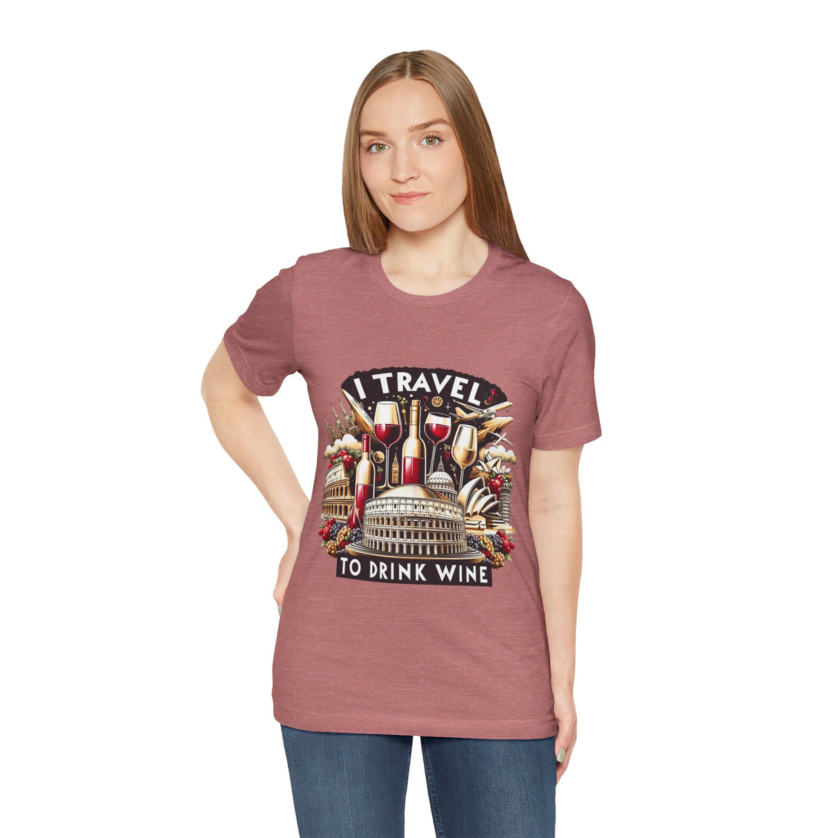"I Travel to Drink Wine" full color T-shirt