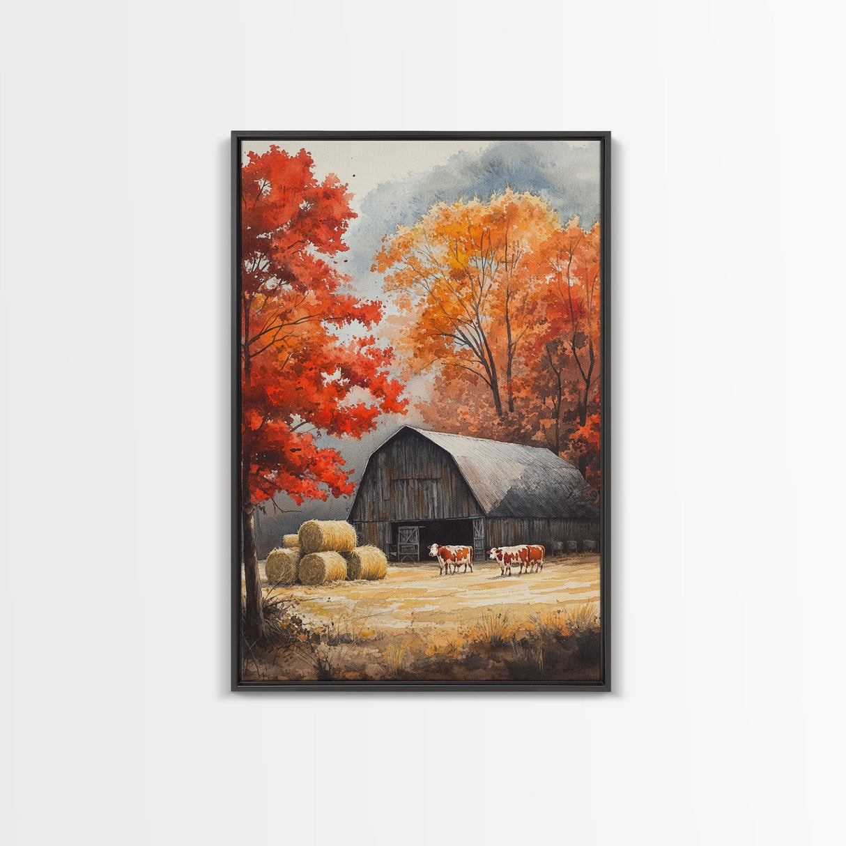 Fall Decor, Barn Amongst The Falling Leaves, Farmhouse Decor, Fall Art, Autumn Decor, Thanksgiving Seasonal Wall Art