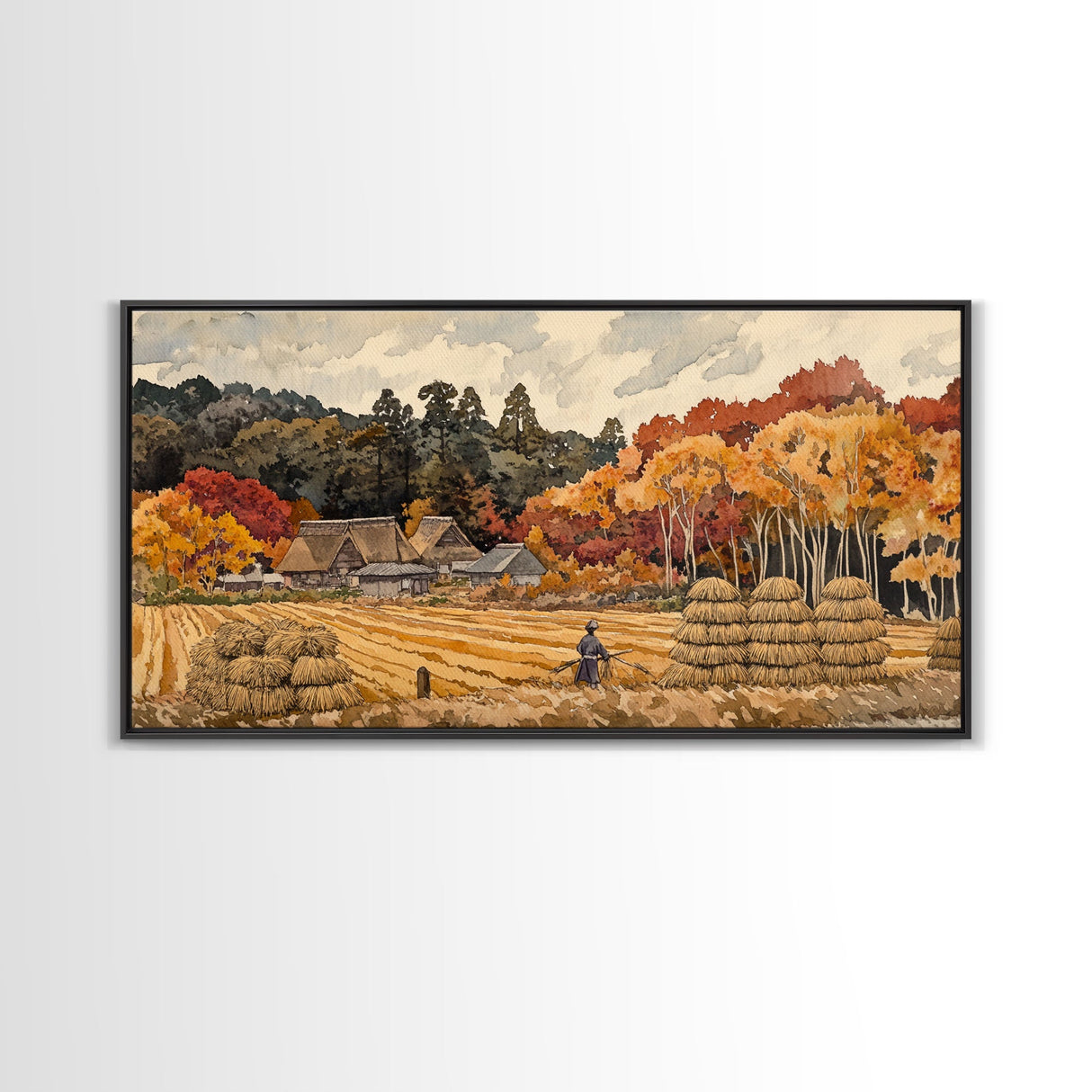 Harvest in Autumn Glory - holiday decor, rustic Christmas decor, country Christmas decor, Christmas scene art, seasonal wall art