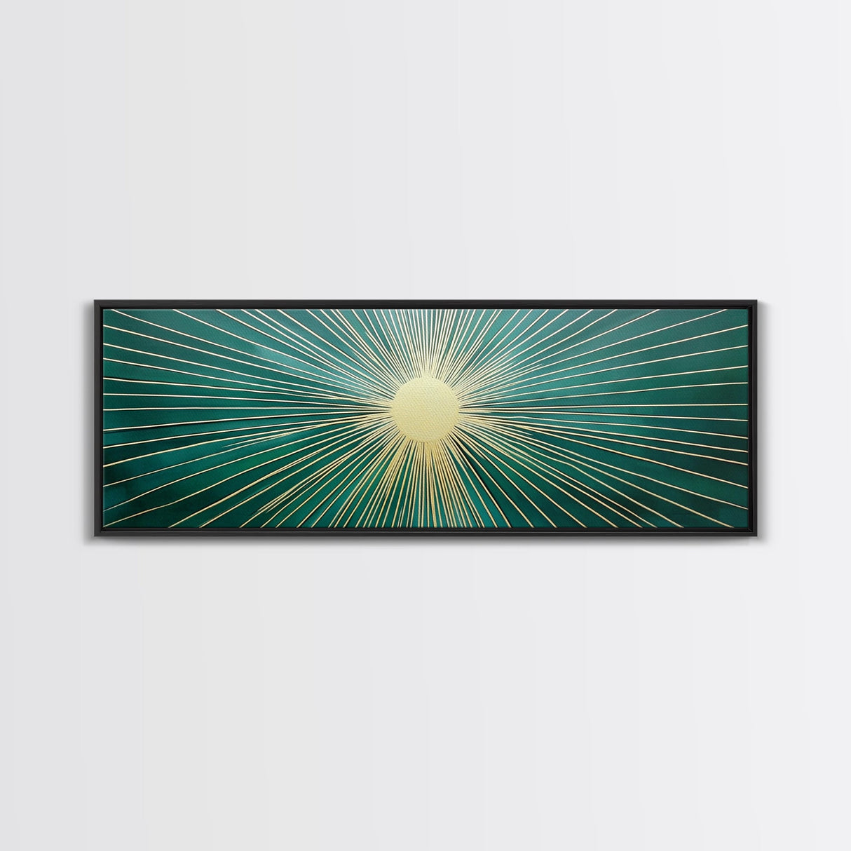 Boho Sunburst Canvas Print, Retro Vibes, Eclectic Wall Art, Large and Wide Horizontal Panoramic Framed Canvas, Minimalist Above Bed Decor
