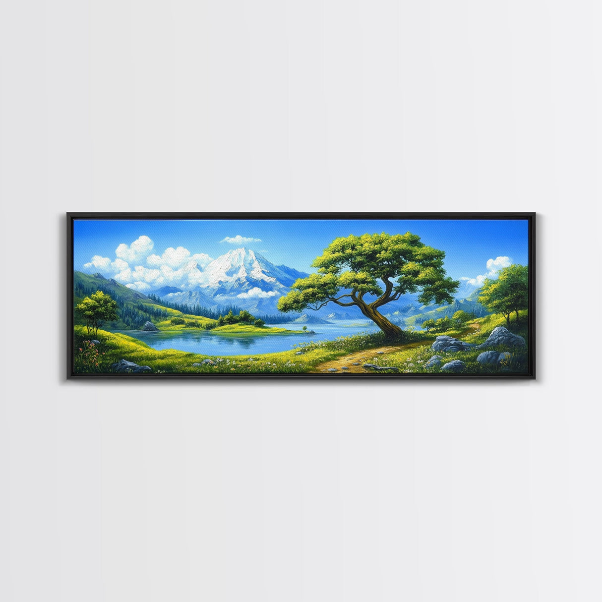 Vintage Oil Painting Canvas Print, Wall Art, Nature Painting, Panoramic Landscape Painting, Large Gallery Art