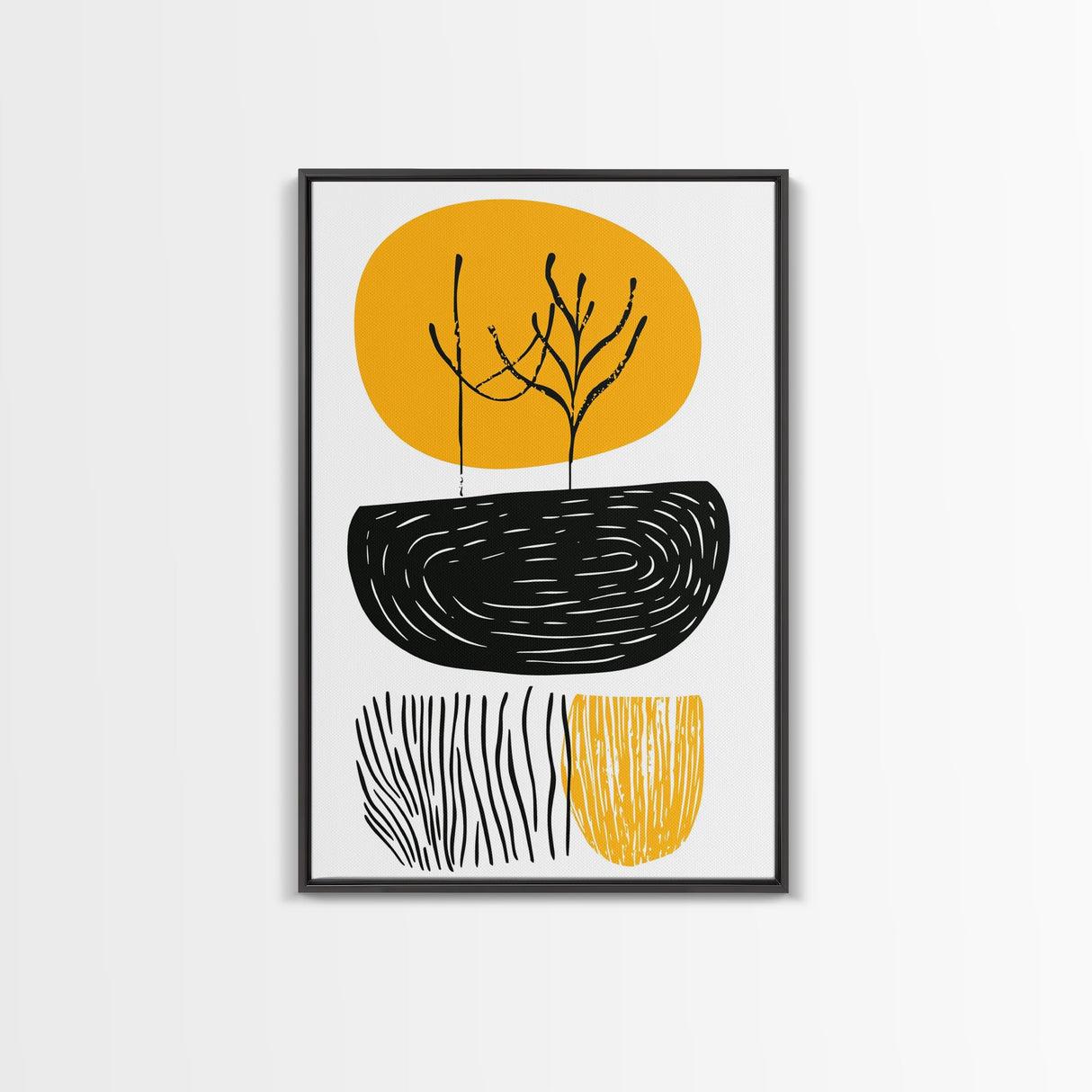 Mid Century Abstract Wall Art, Neutral Art, Gold and Black Wall Art, Boho Style Home Decor, Abstract Art, Modern Home Decor