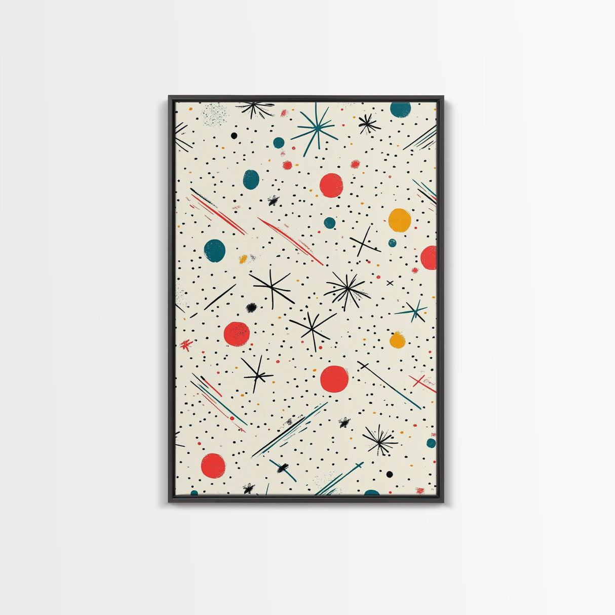 Retro MCM Style Pattern Wall Art, Wood Framed Canvas, Canvas Print, Home Decor, Office Or Bedroom Wall Art, Retro Vibes Decor
