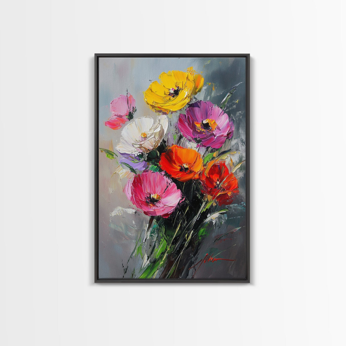 Wild Flower Painting Print On Canvas, Wood Framed Wall Art, Original Art, Flowers Painting, Floral Print, Modern Art, Living Room Wall Art