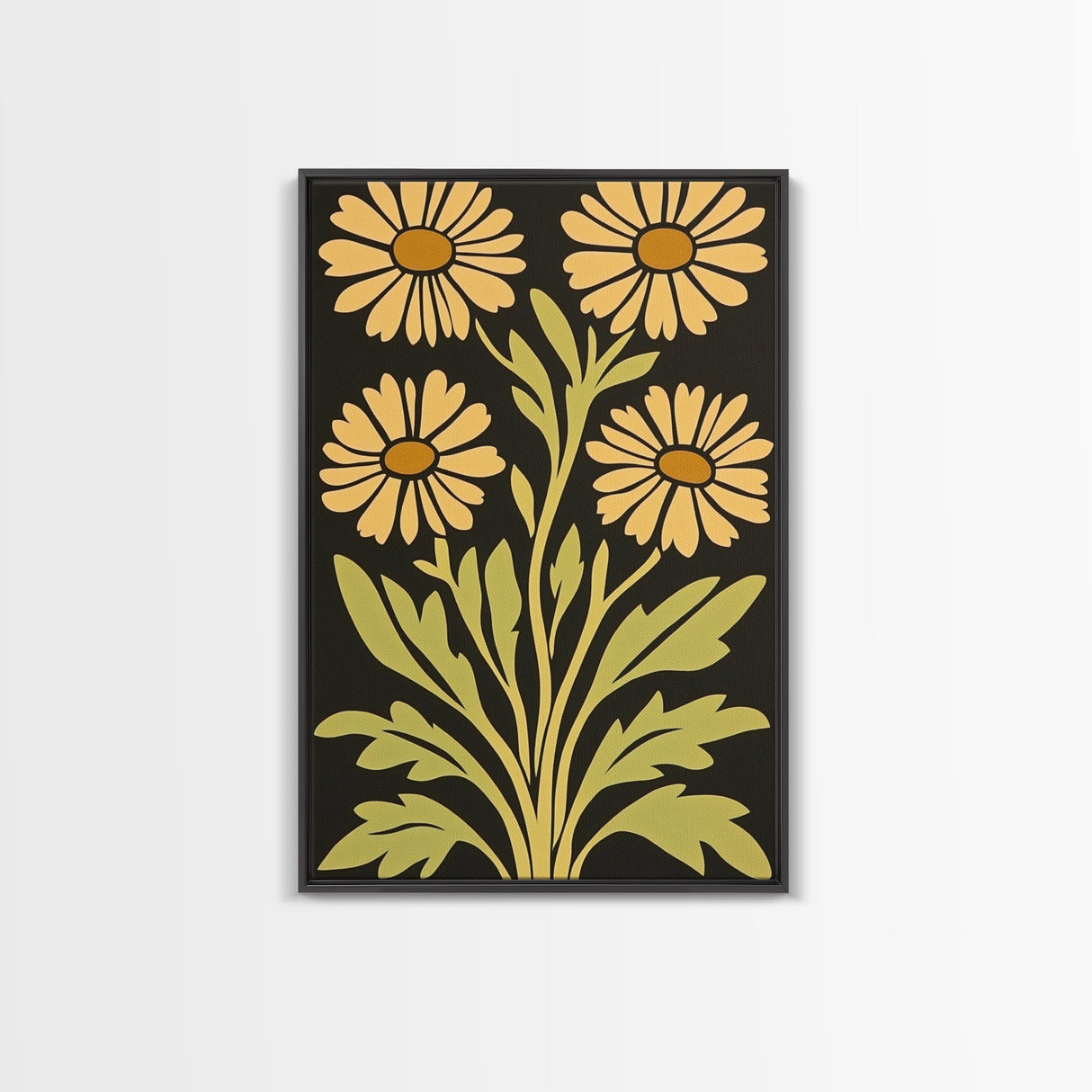 Mid-Century Modern Abstract Flowers, Framed Canvas Print, Style 2