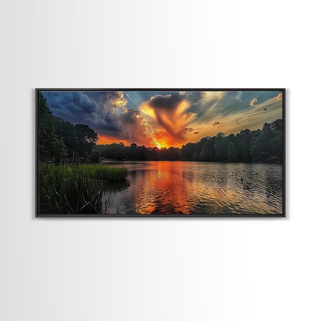 The Ozarks, Framed Canvas Print, Panoramic Photography Style Wall Art, Lake House Decor