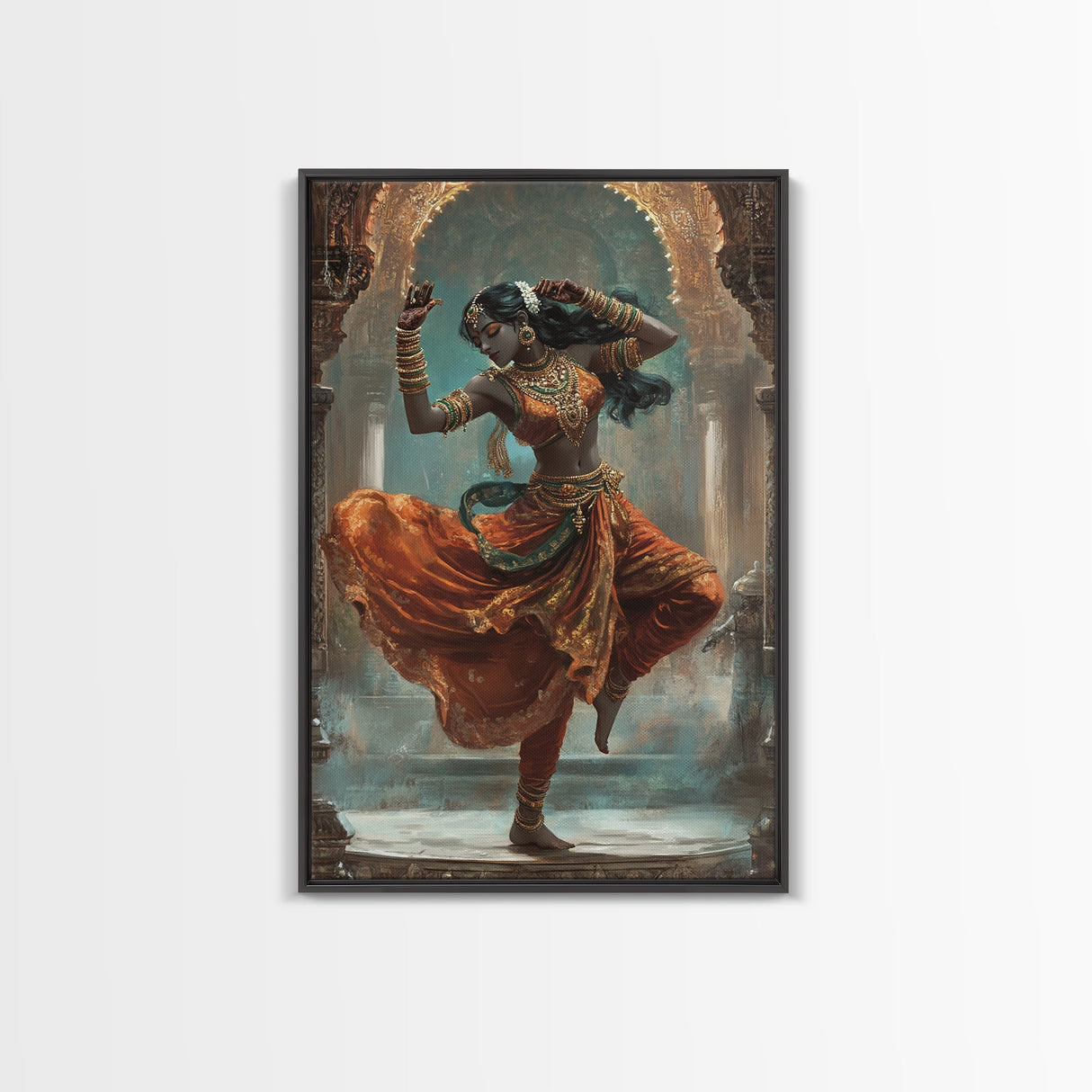 Portrait of Krishna Framed Canvas Print, Krishna Wall Art, Krishna Painting