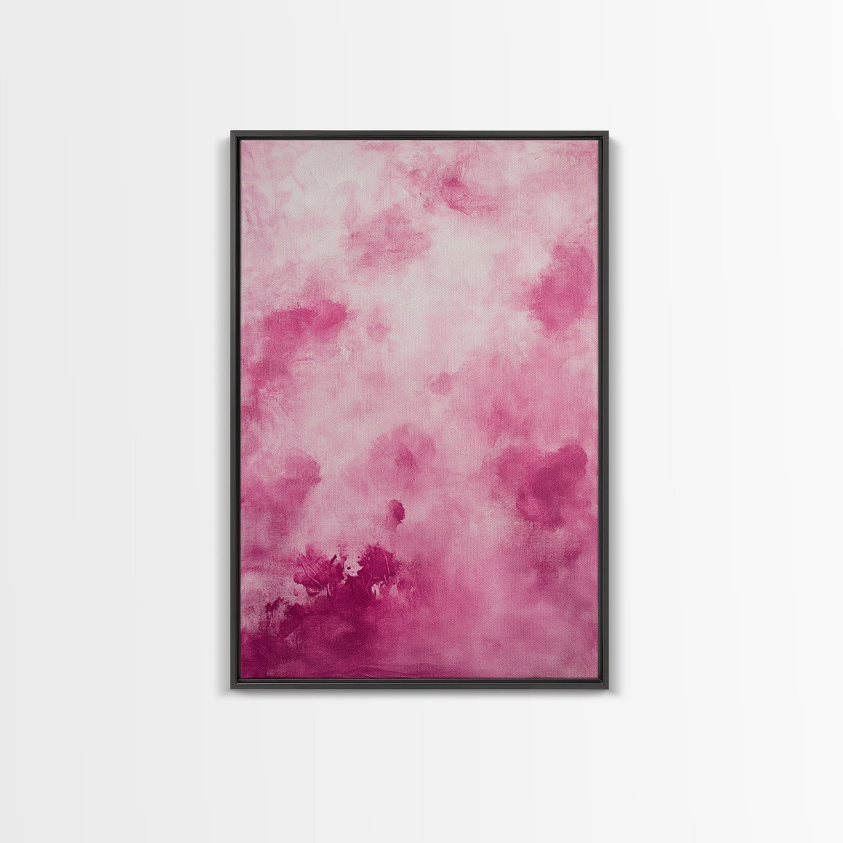 Wall Art Print Preppy Decor, Framed Canvas Print, Abstract Pink Clouds Painting, Girl's Dorm Room Wall Decor, Apartment Decor Gift Idea