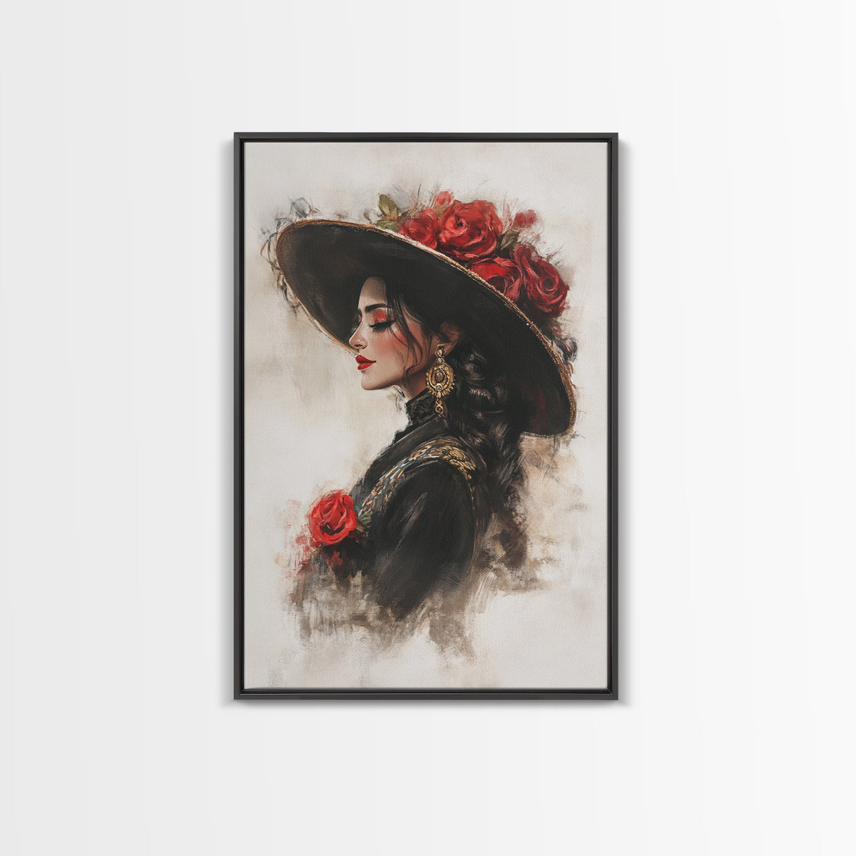 Mexicano Wall Art Framed Canvas Print, Female Matador, Chicano Wall Art, Chicano Painting