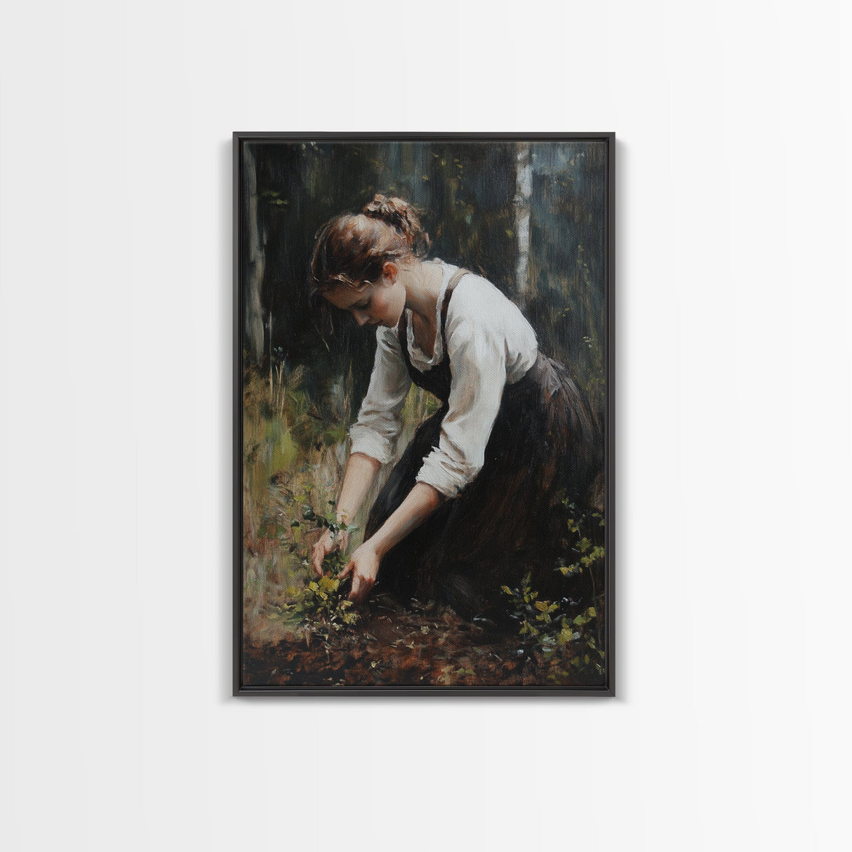 The Woman in The Garden Painting Print, Coquette Style Wall Art, Vintage Garden Print, Canvas Print, Canvas Wall Art, Abstract Whimsical Wall Art