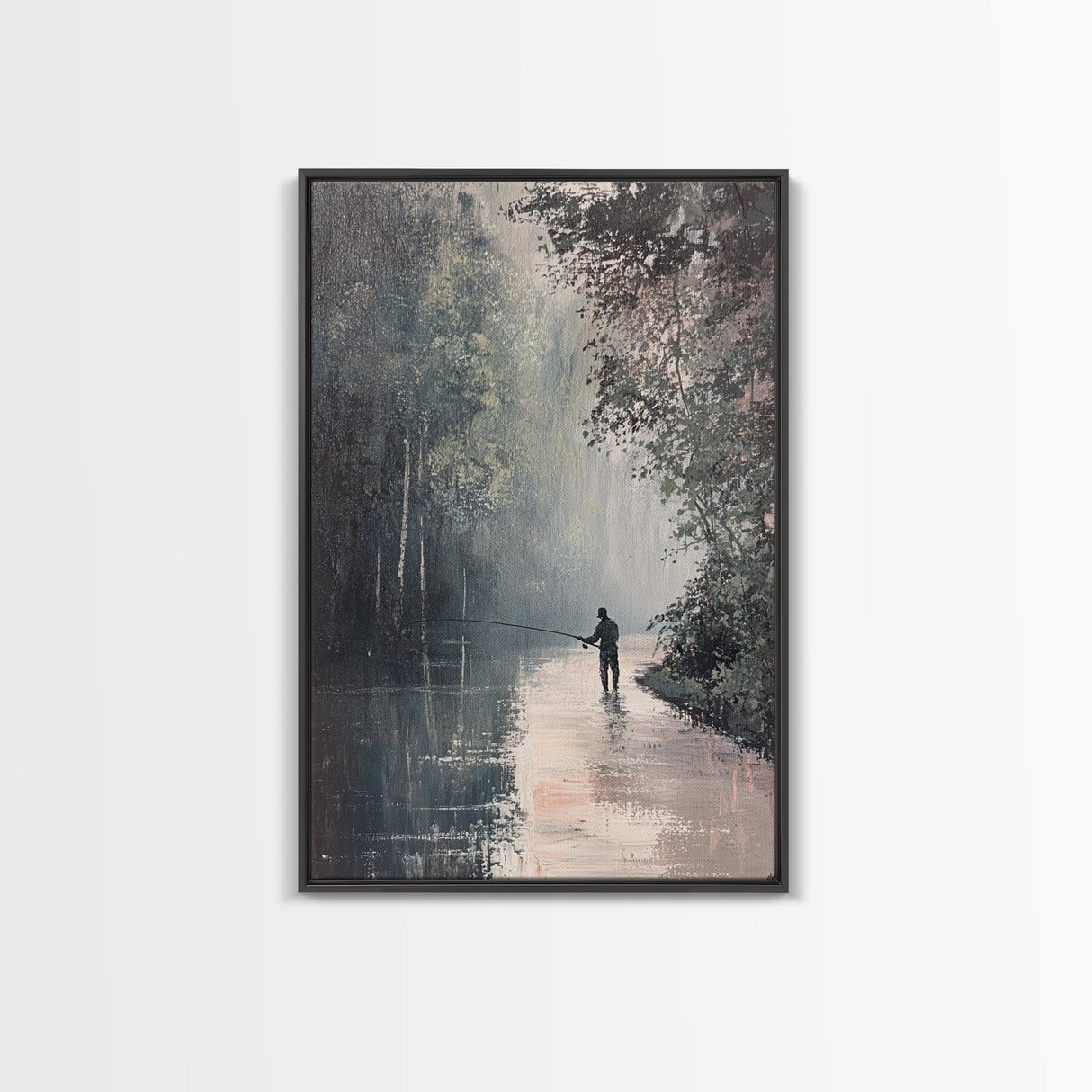 Fly Fishing Wall Art Gift For Dad, Father's Day Gift Idea, Framed Canvas print, Cabin Decor, Cabin Poster, Fishing Cabin Wall Art
