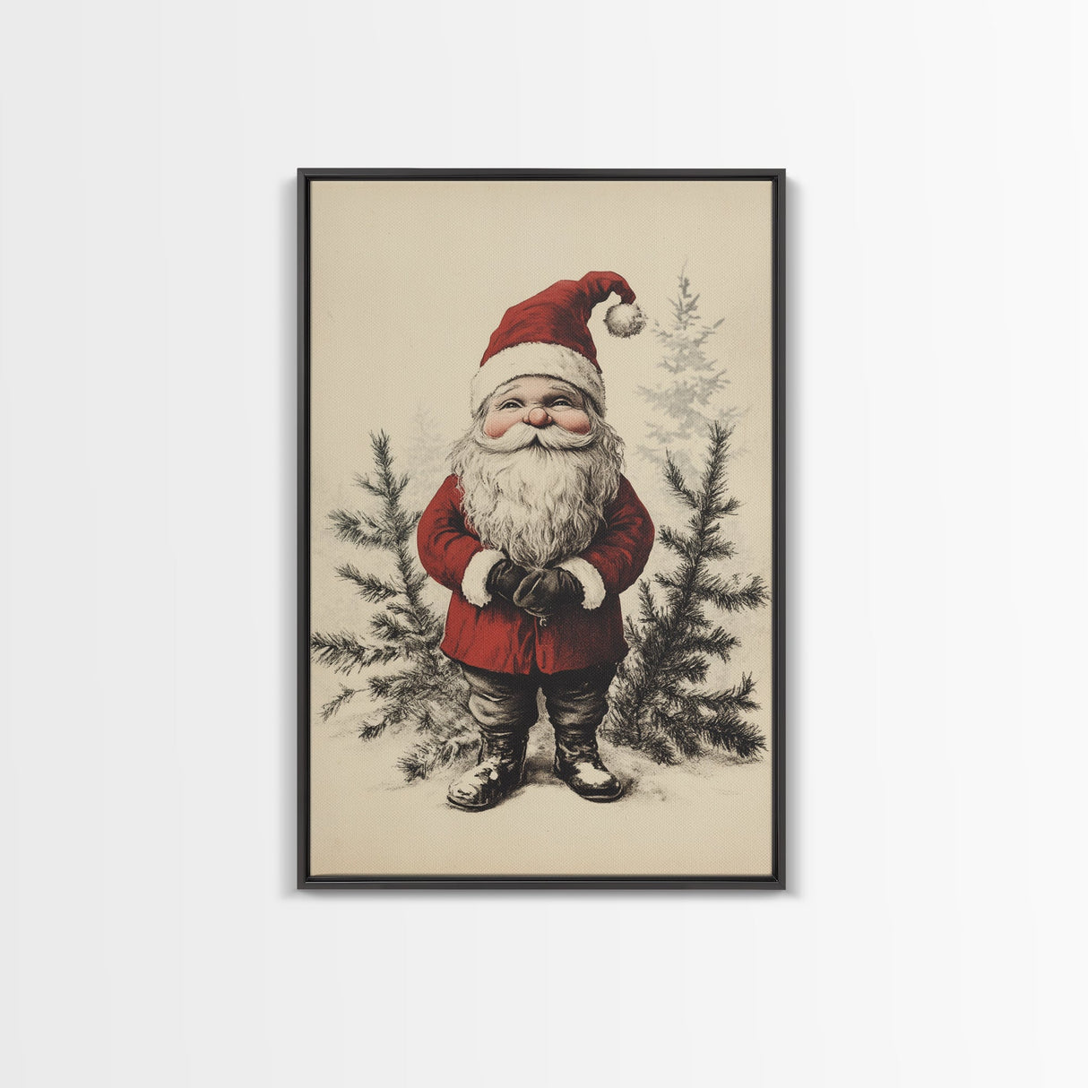 Sketch of Santa Canvas Print - Framed Canvas - Minimalist Christmas Art - Boho Christmas Art - Rustic Christmas Art