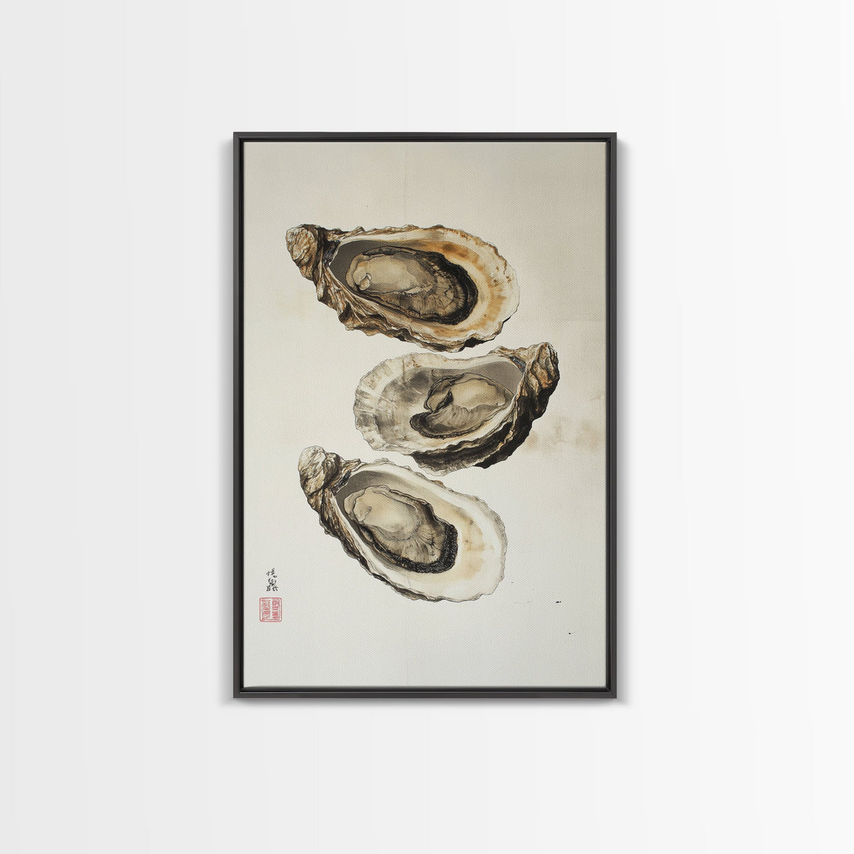Wabi Sabi Oyster Pearl Watercolor Painting Print, Coastal Art, Gift For Her Or Him, Japanese style Artwork, Oyster Shell Painting, Oyster Art