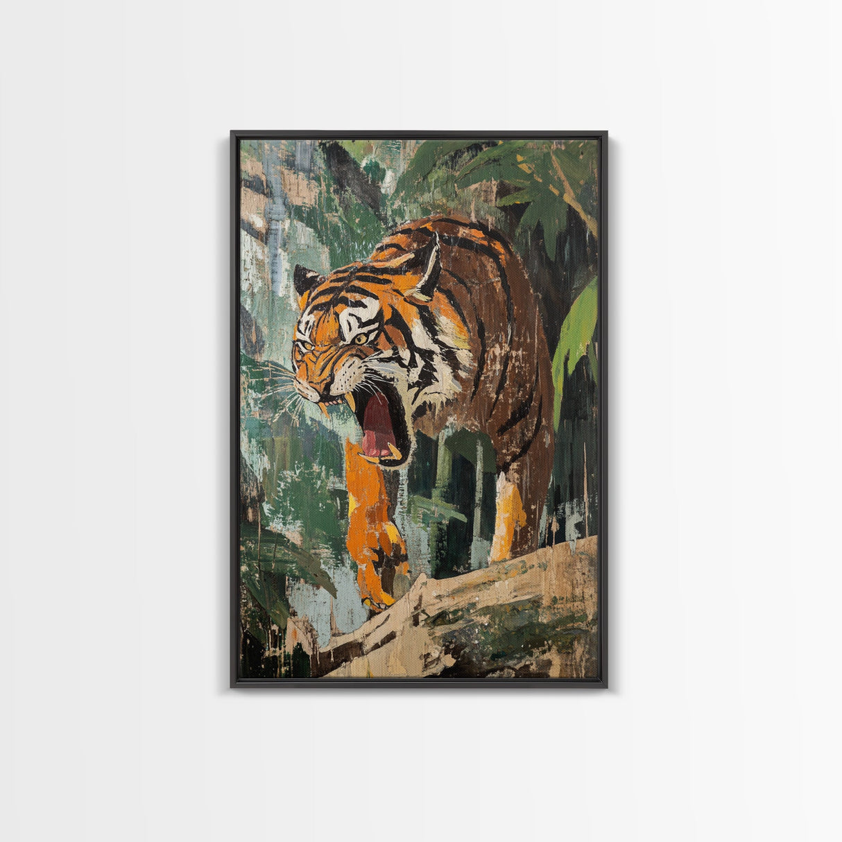 Retro Tiger Painting Canvas Print, Animal Print, Wall Art Home Decor, Tiger Wall Art