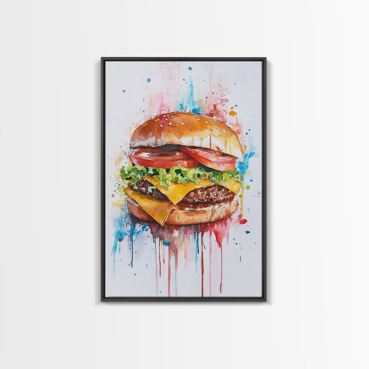 Hamburger Painting Print, Kitchen Decor, Restaurant Decor, Dining Room Art, Restaurant Wall Art, Diner Wall Art, Restaurant Owner Gift Idea