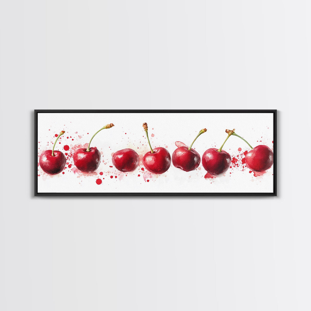 Original Cherry Painting Print - Panoramic Canvas Fruit Illustration - Home Decor For Kitchen - Framed Wall Art - Dining Room Decor