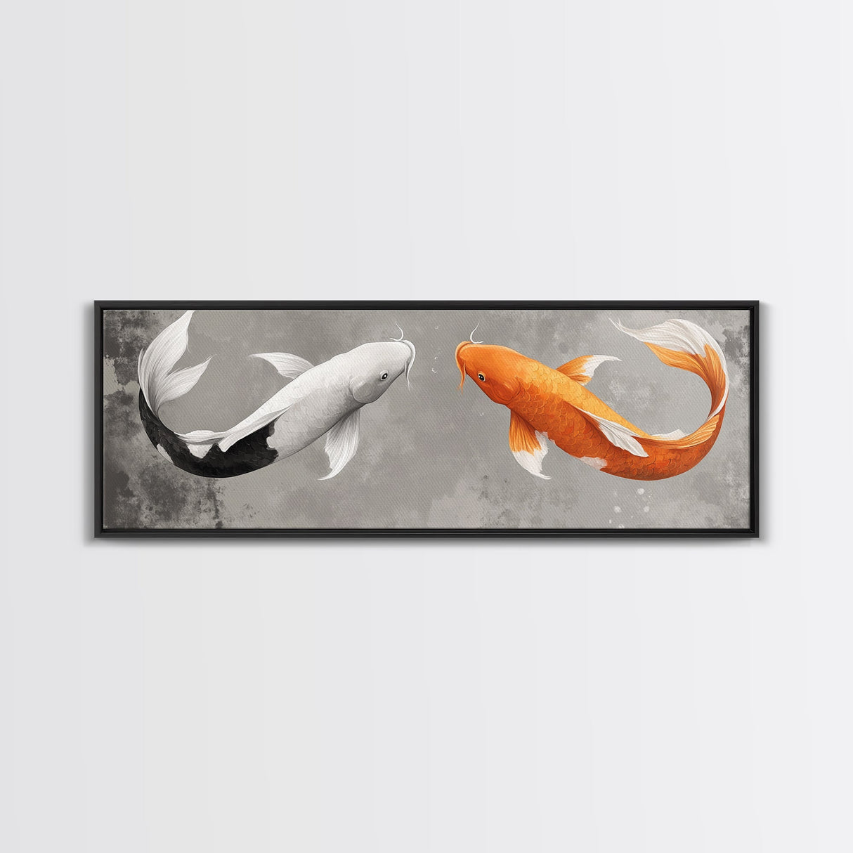 Koi Fish Painting Print, Panoramic Wabi Sabi Wall Art, Horizontal Art, 24x72 Art, Oversized Wide Wall Art, Koi Fish Wall Art
