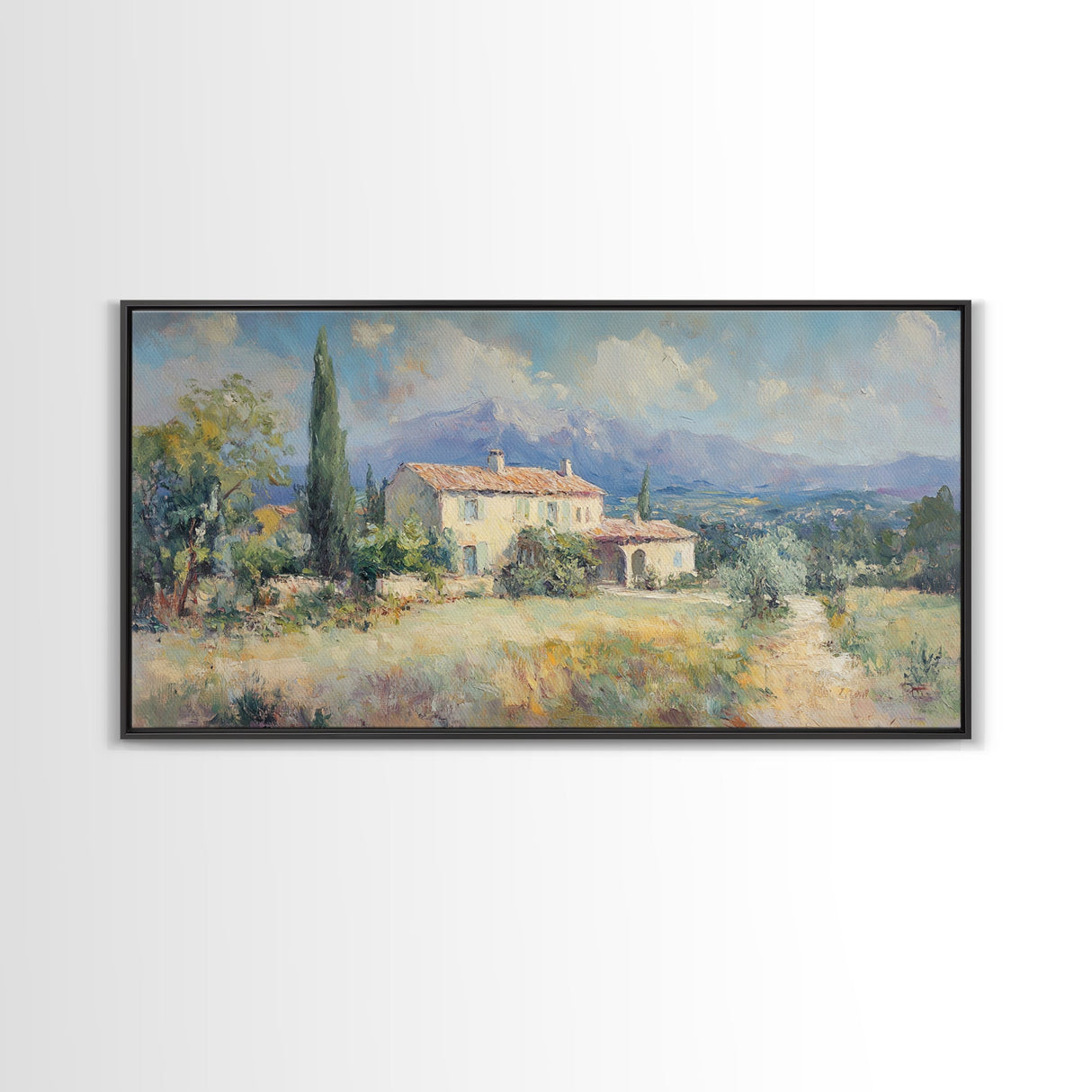 Whimsical Modern Art, Framed Canvas Print, Oil Painting of a Chalet, Kitsch Home Decor, Original Oil Painting, Victorian Painting
