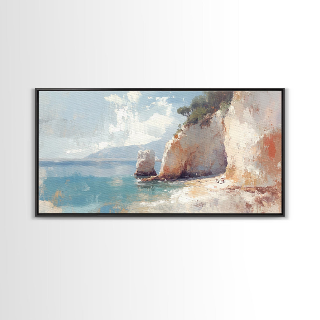 Whimsical Home Decor, Framed Canvas Print, Ireland Painting, Light and Airy Home Decor, Light Art, Nautical Seascape Landscape Painting
