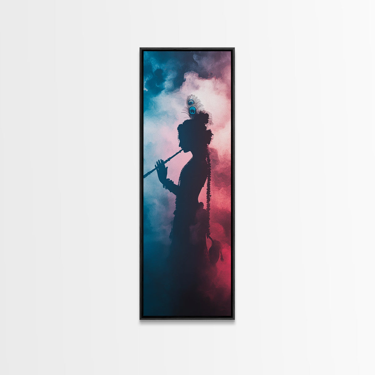 Radha Krishna Painting Print, Framed Canvas Print, Krishna Wall Art, Tall Vertical Art, Skinny Art, Indial Art, Krishna Painting