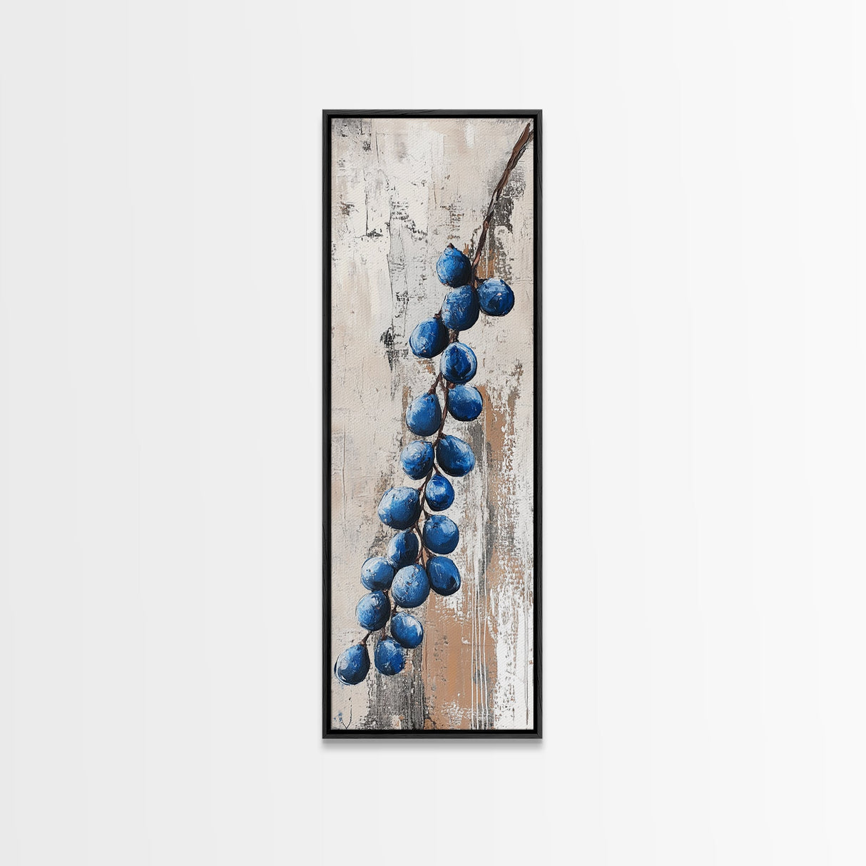 Framed Canvas Print Blueberries Still Life Painting Rustic Wall Art Botanical Prints Food Review Kitchen Art