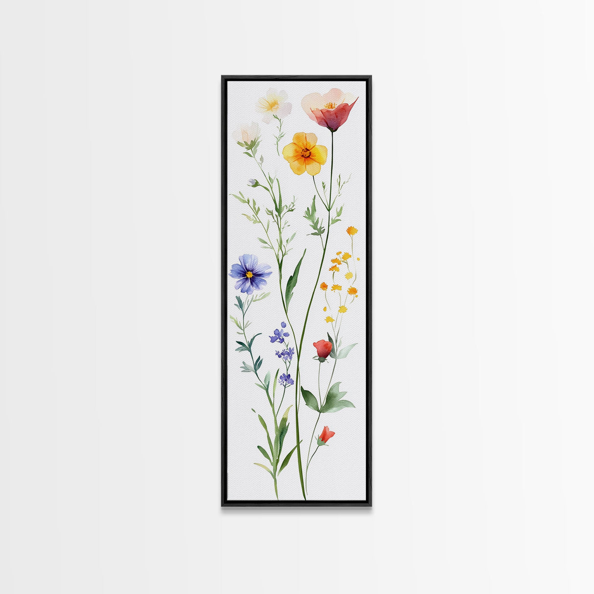 Boho Floral Botanical Print - Framed Canvas Print with Delicate Watercolor Wildflowers for Nature-Inspired Wall Art