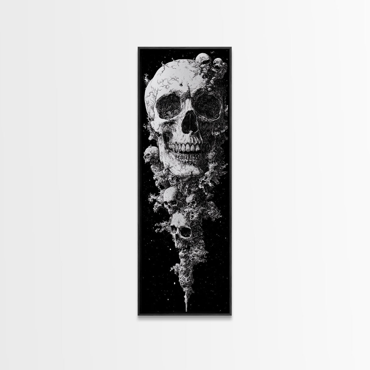 Skull Painting Print - Horror Decor - Witchy Decor - Tall Narrow Art - Framed Canvas Print - Skinny Wall Art - Skull Painting - Skull Wall Art