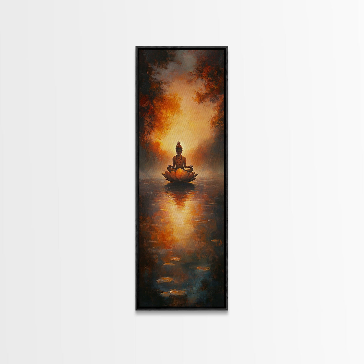 Zen Wall Art for Yoga Studio, Radha Krishna Painting Framed Canvas Print, Meditation Wall Art, Meditation Home Decor, Yoga Art