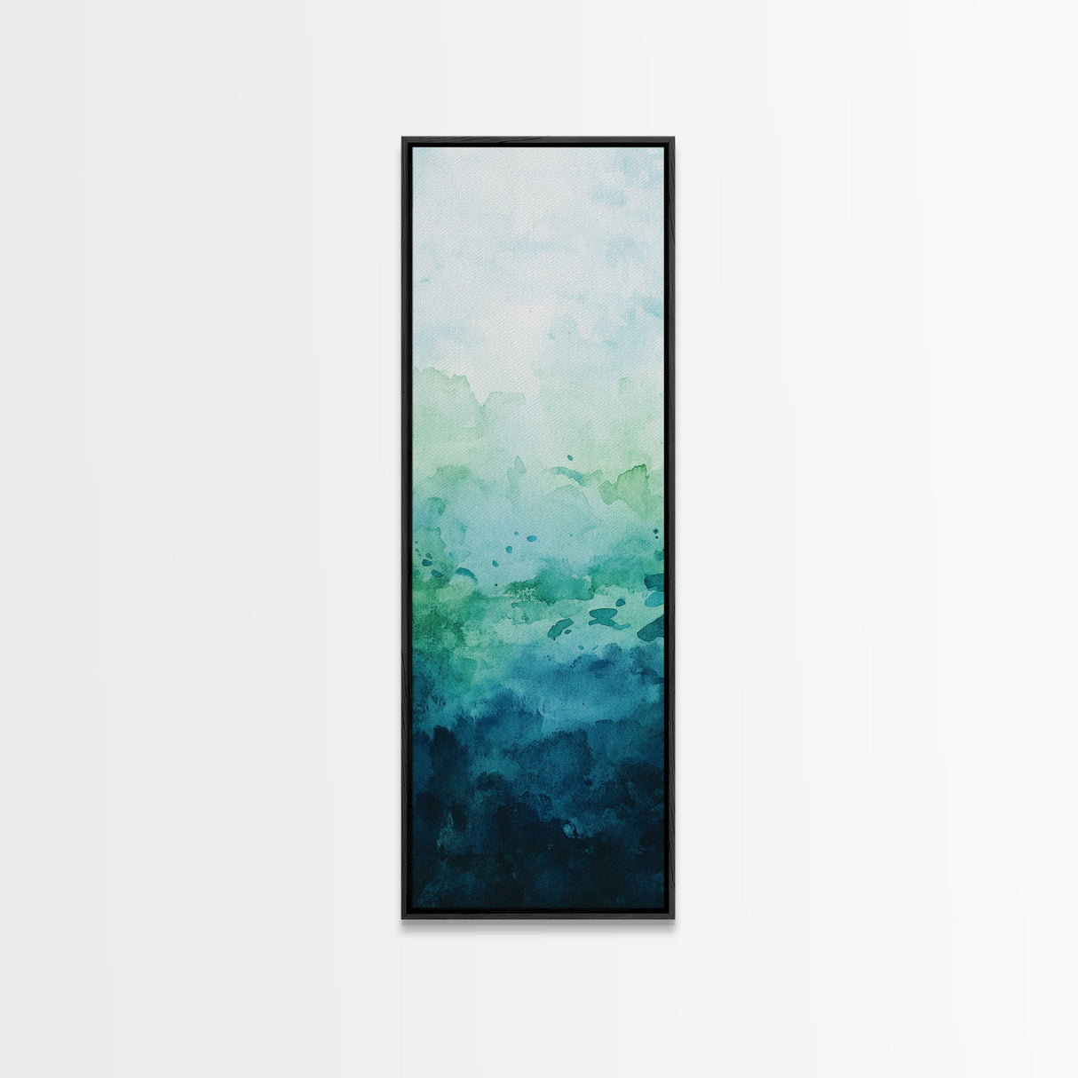 Gradient Watercolor Framed Canvas Print in Green and Blue, Sage Green Wall Art, Minimalist Art, Bedroom Art, Living Room Art