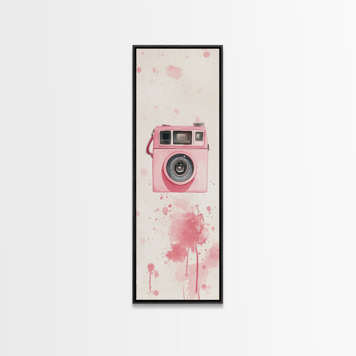 Retro Pink Camera Canvas Print Whimsical Wall Art Photography Lover Gift Living Room Art Vertical Pink Abstract Minimalist