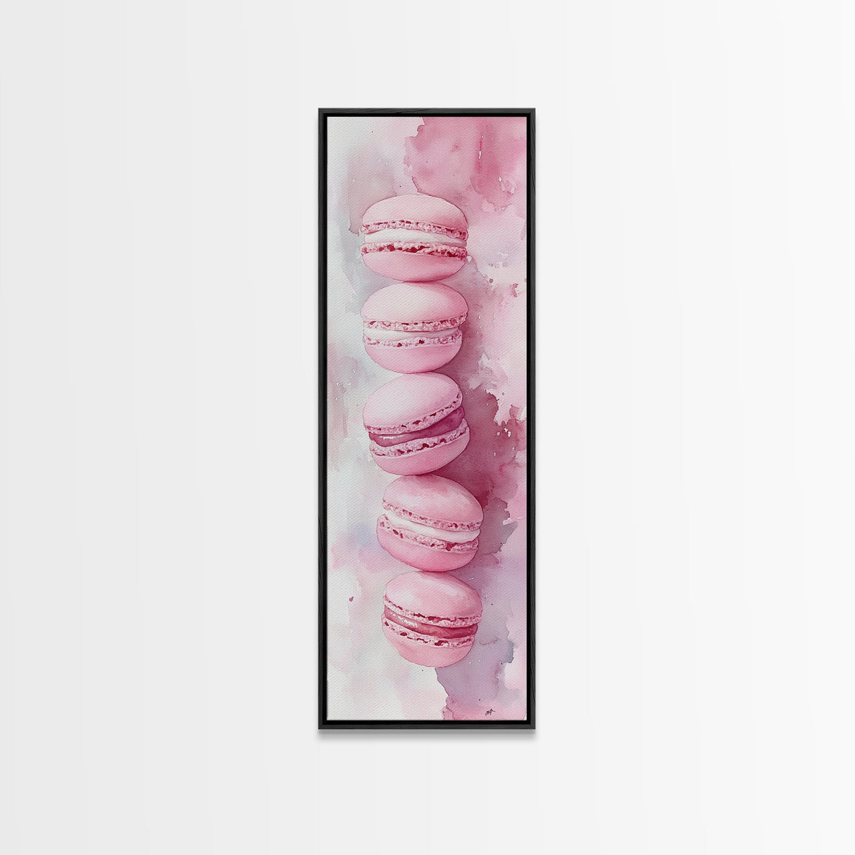 French Macaron Illustration Framed Canvas Print Pastel Kitchen Wall Art Food Art Rustic Decor Gift Idea Kitchen Home Accent Art