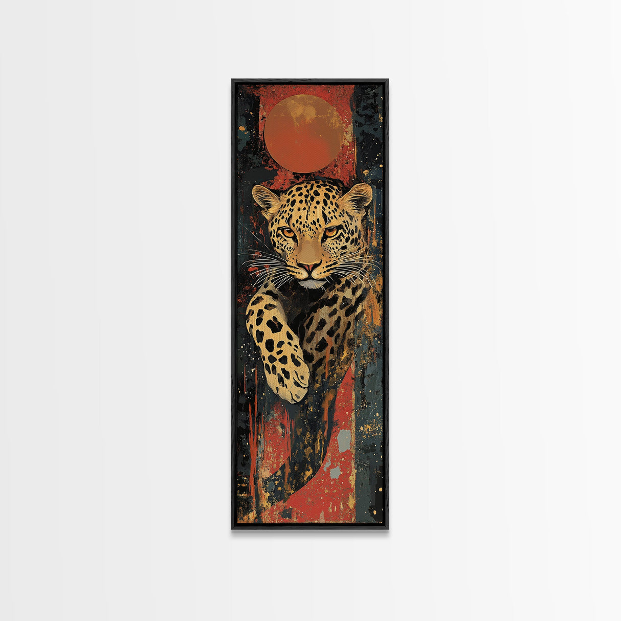 Striking Leopard Canvas Print with Abstract Background, Bold Wild Cat Wall Art, Ideal for Rustic Decor and Living Room Accent