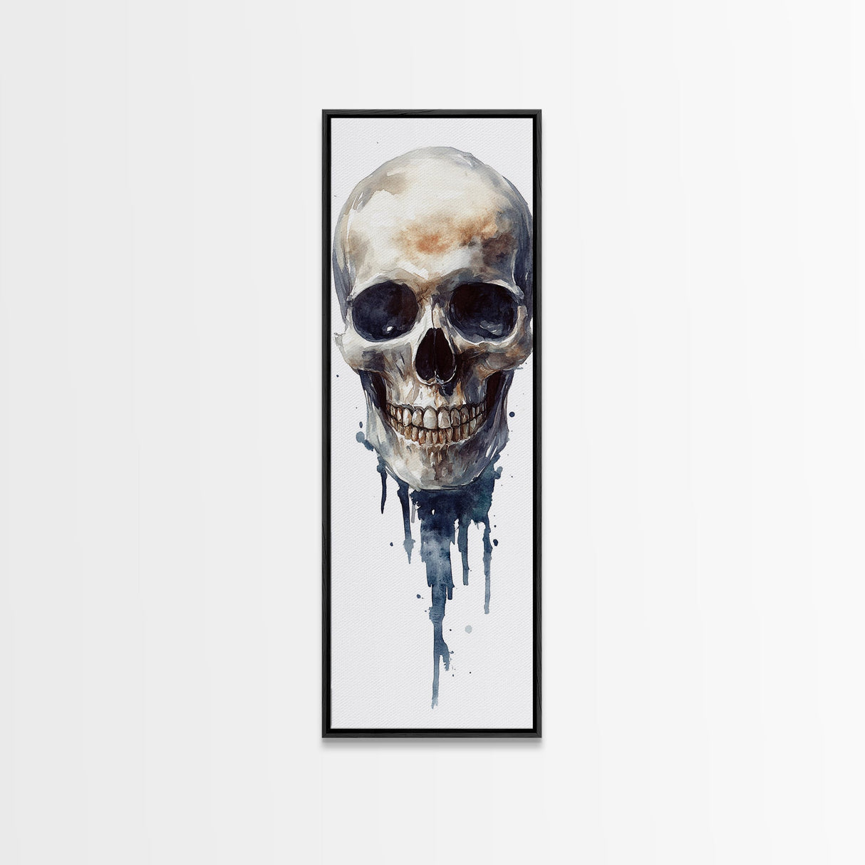 Framed Canvas Print Skull Art for Gothic Decor, Moody Halloween Wall Art, Original Skull Artwork, Living Room Art, Gift Idea for Him