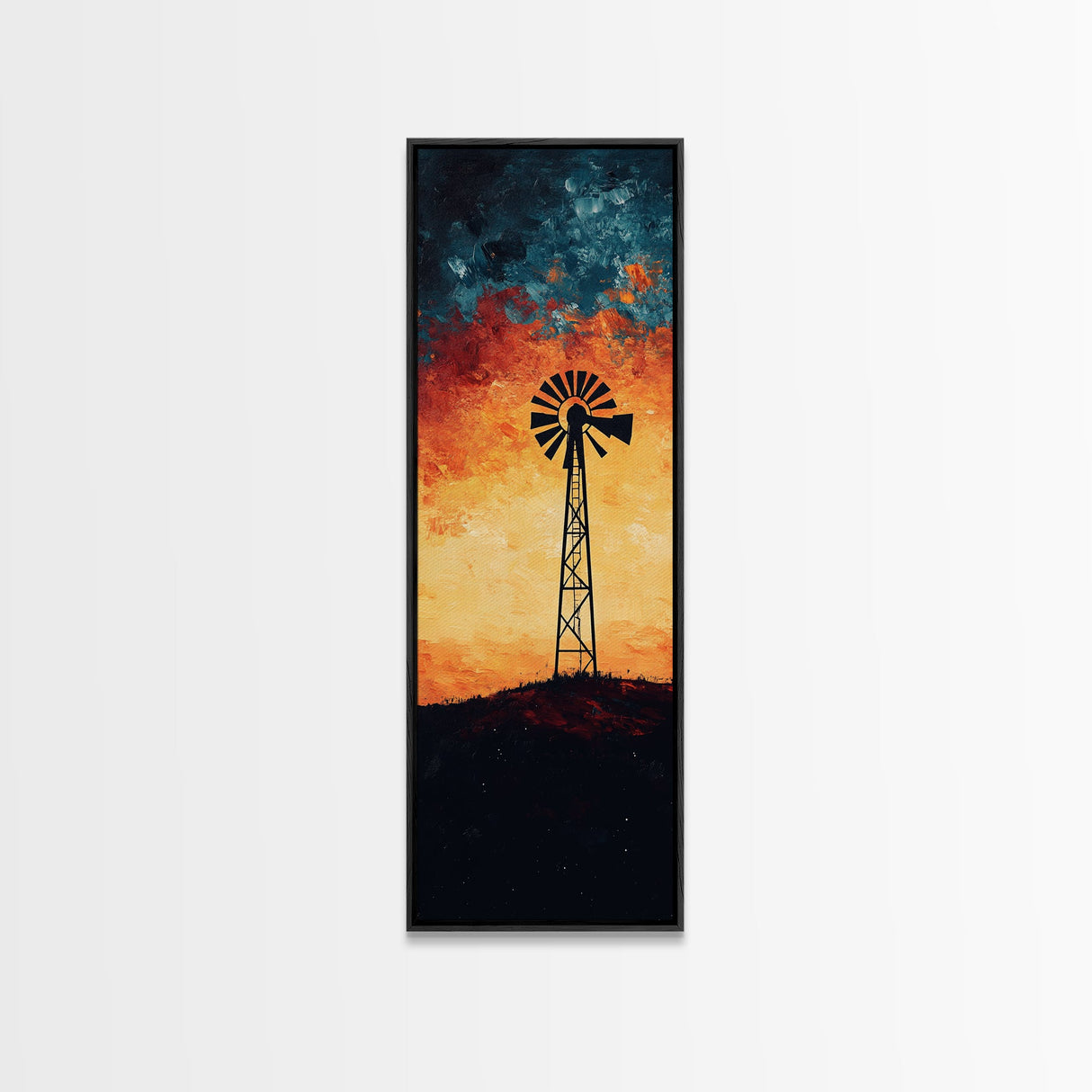 Windmill Canvas Print Southwest Wall Art, Moody Desert Sunset Artwork, Rustic Decor, Joshua Tree Inspired, Gift Idea for Her