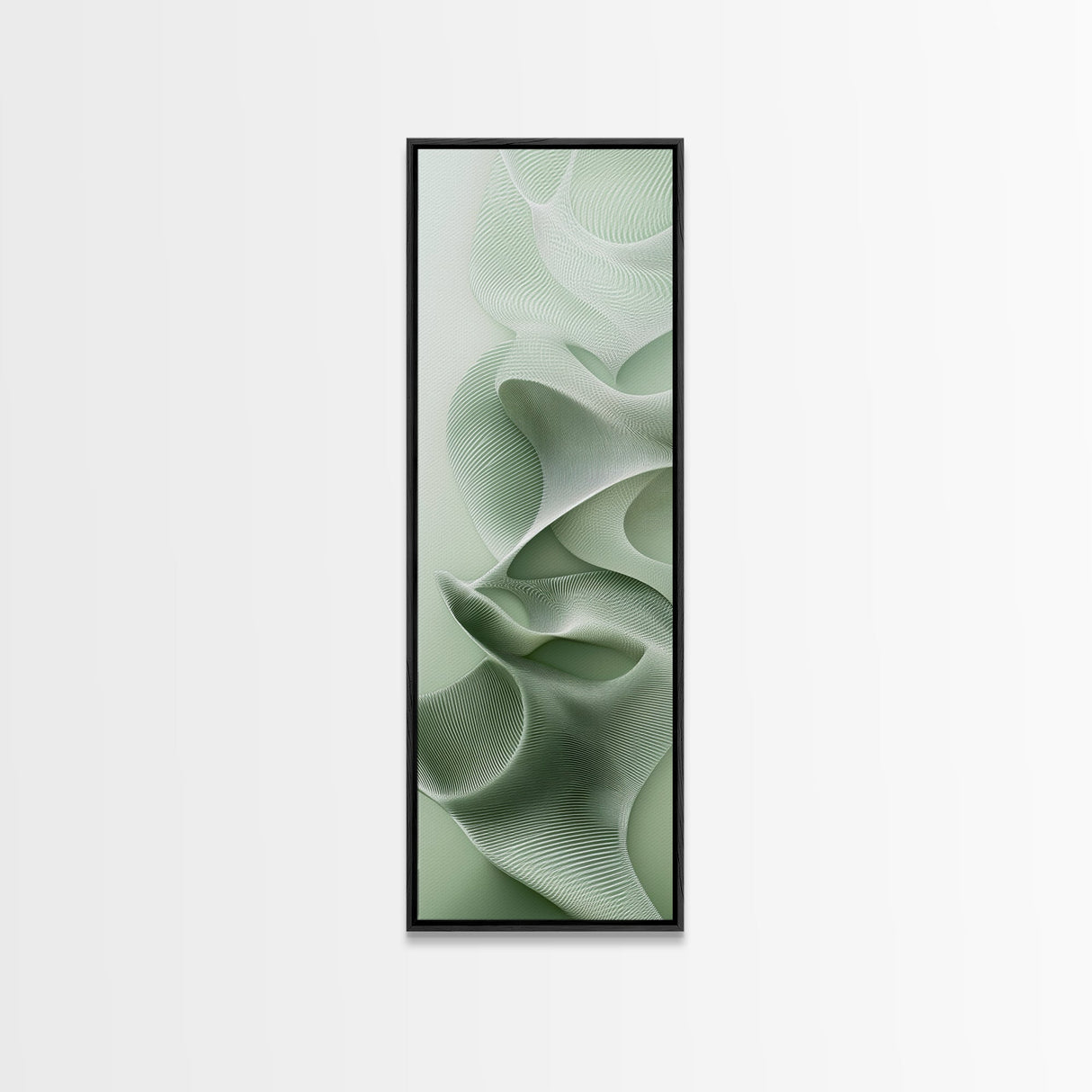 Sage Green Vertical Framed Canvas Print, Abstract Botanical Artwork, Wabi Sabi Minimalist Wall Art, Living Room Decor, Original Artwork