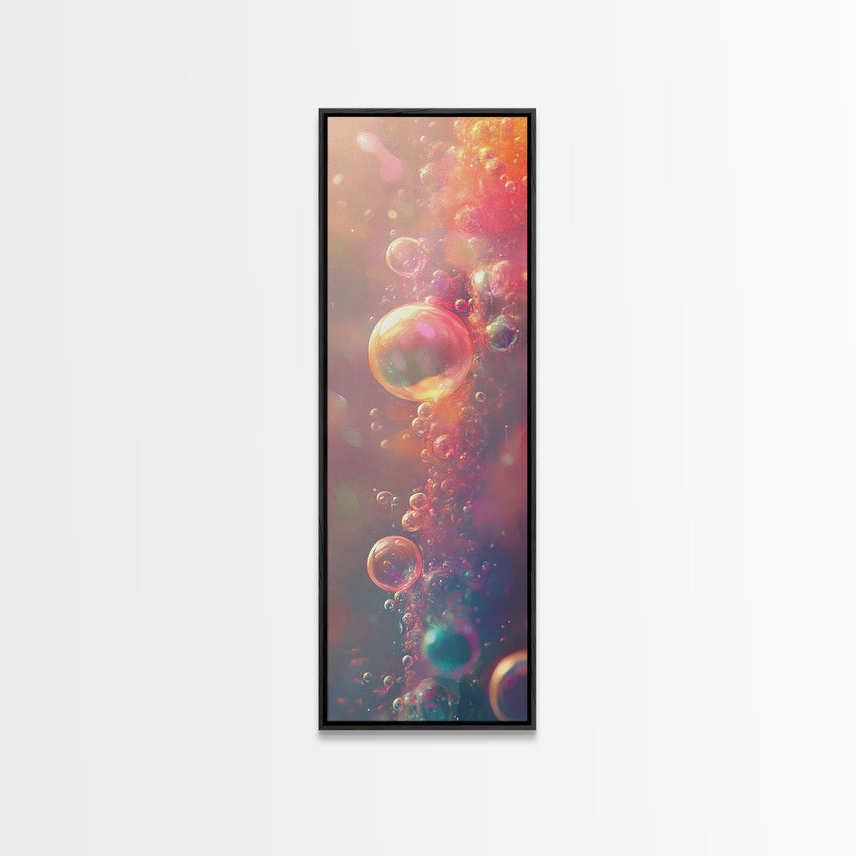 Ethereal Bubble Abstract Framed Canvas Print in Soft Pastels, Light Pink Wall Art Ideal for Bedroom or Contemporary Spaces