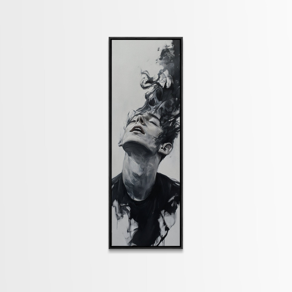 Dark Smoke Wall Art Framed Canvas Print Gothic Fantasy Decor Moody Painting Vertical Art Gift Idea Gothic Art Print