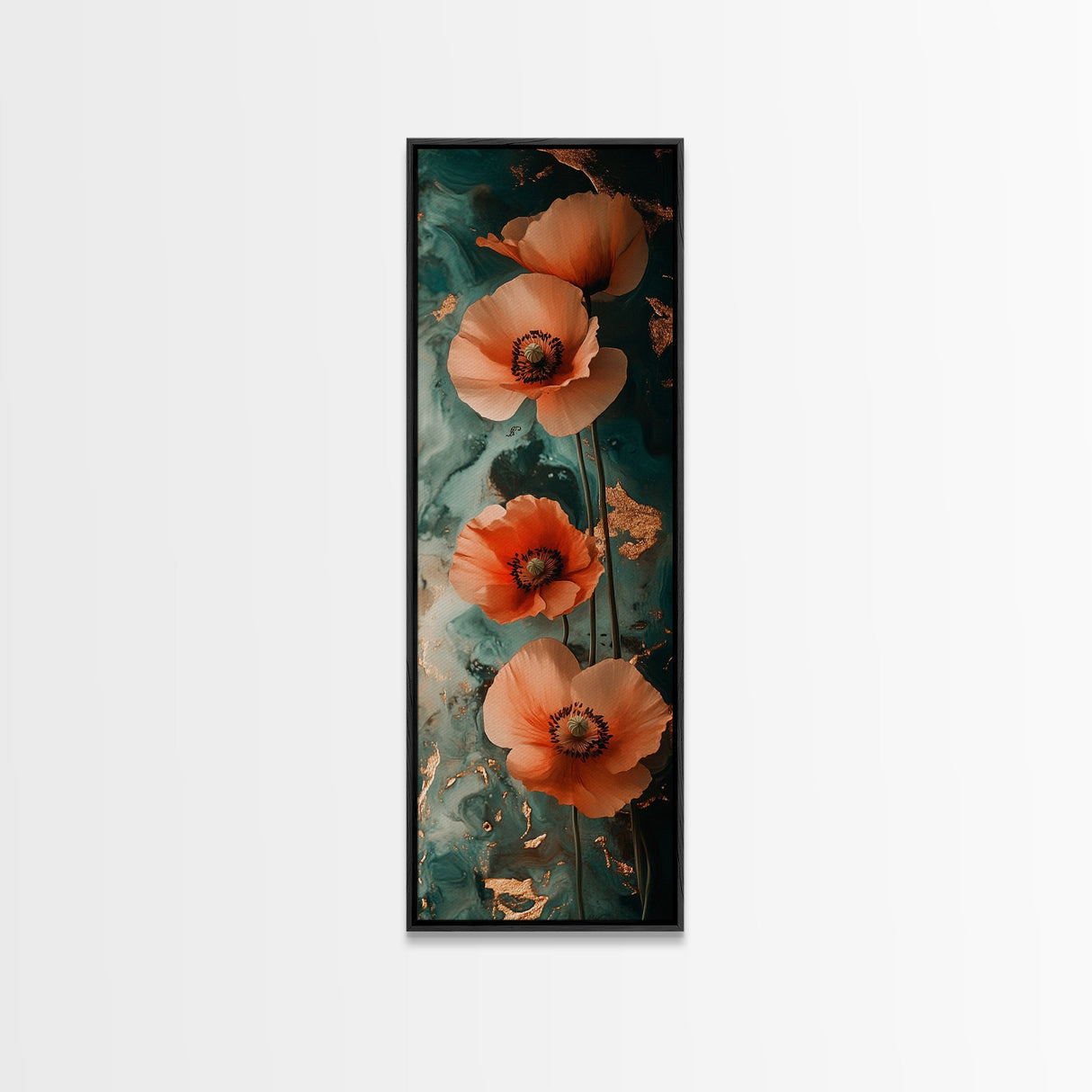 California Poppy Floral Framed Canvas Print | Wildflower Botanical Prints | Rustic Wall Art | Vertical Wall Art | Gift Idea Her