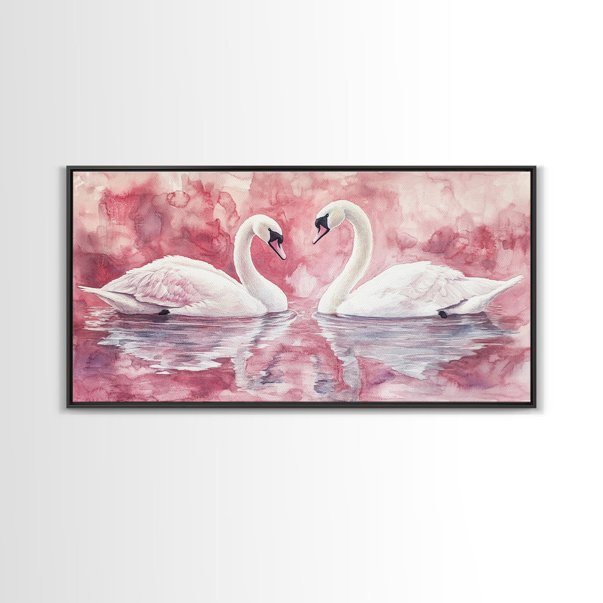 Elegant Swan Painting Framed Canvas Print Featuring Swan Painting and Moody Art Pink Wall Art Bedroom Wall Art Romantic Living Decor
