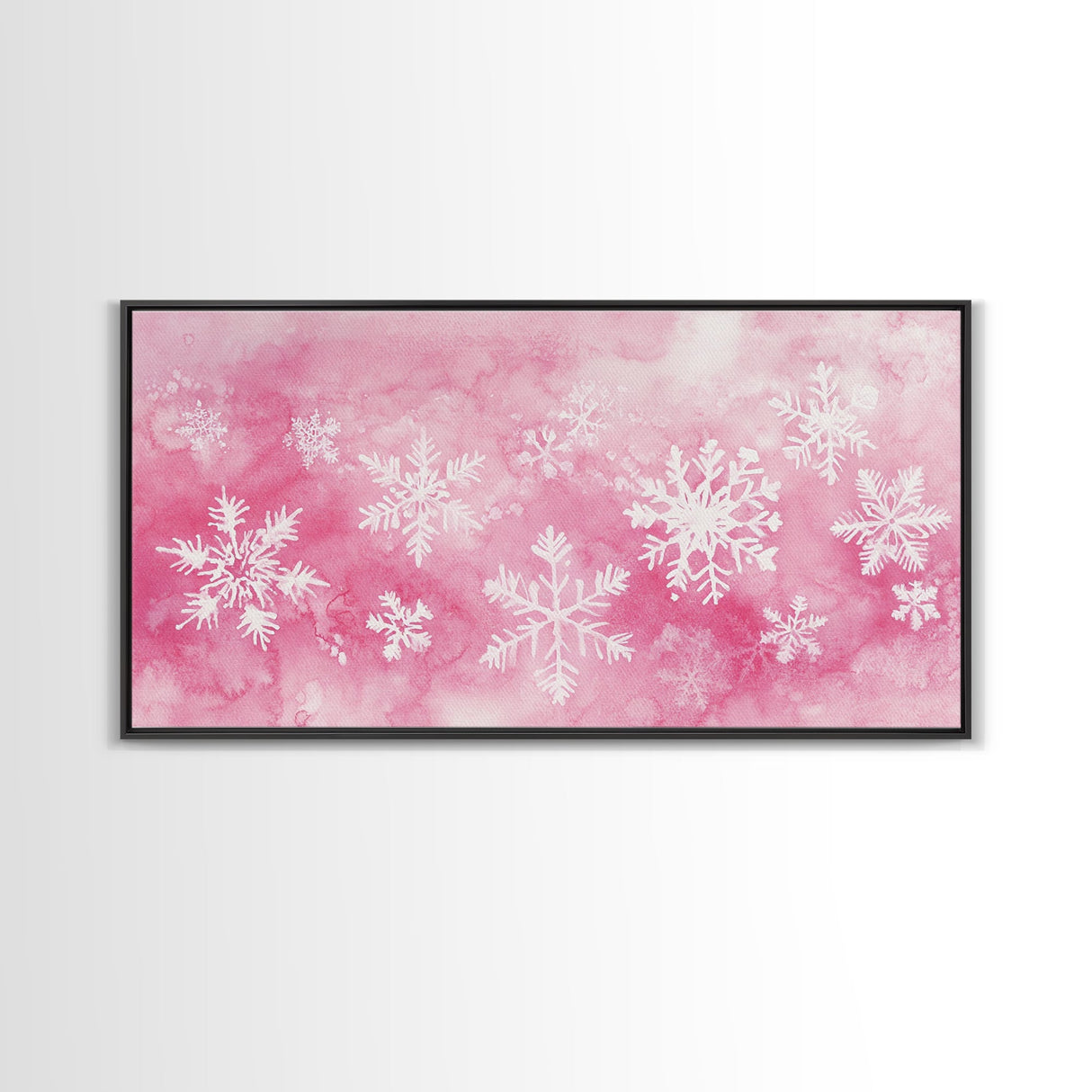 Snowflake Christmas Canvas Print, Winter Wonderland Art, Light Pink Wall Decor, Festive Holiday Artwork, Cozy Seasonal Charm Gift