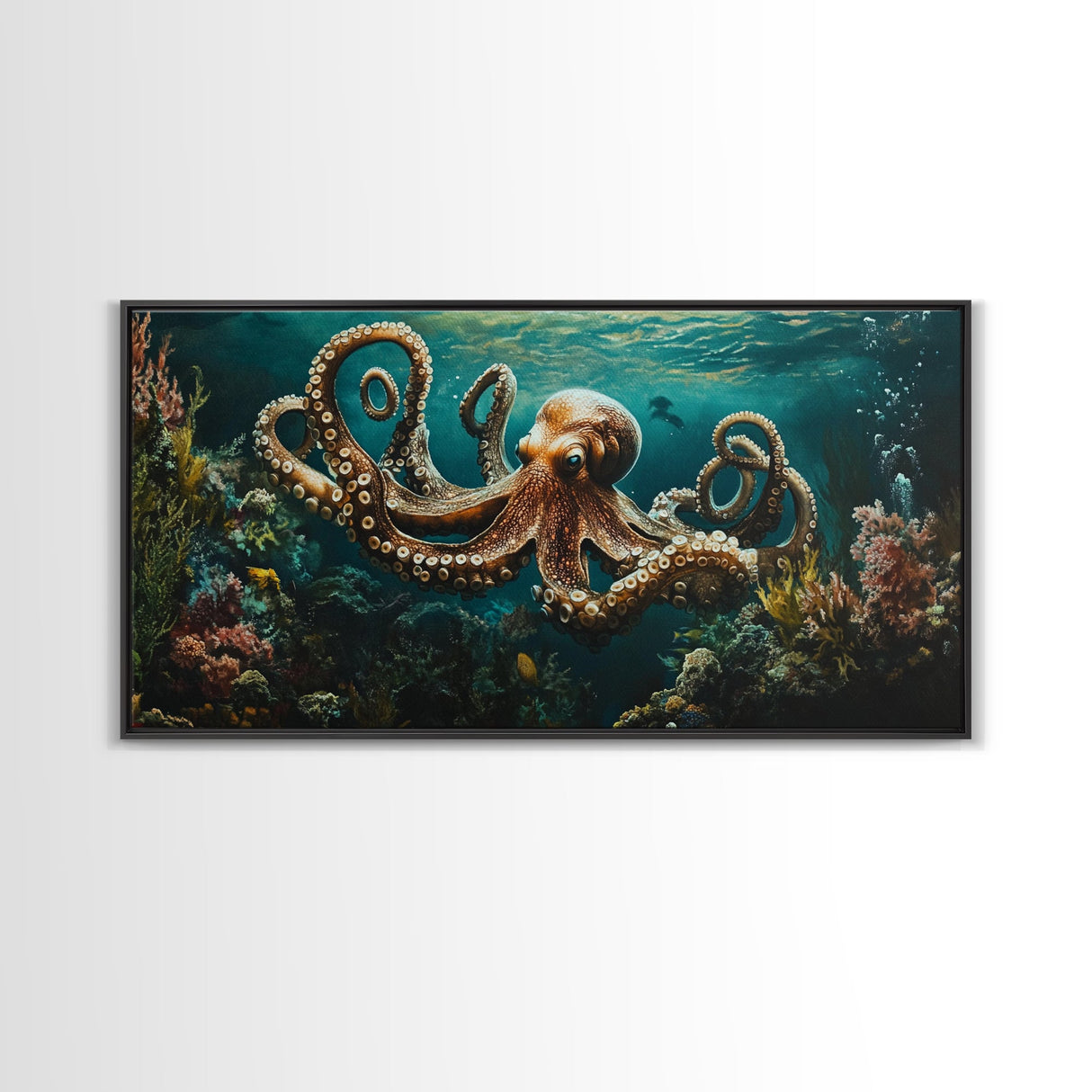 Magnificent Octopus Canvas Print Nautical Wall Art Coastal Decor Rustic Living Room Art Above Couch Art Gift Idea
