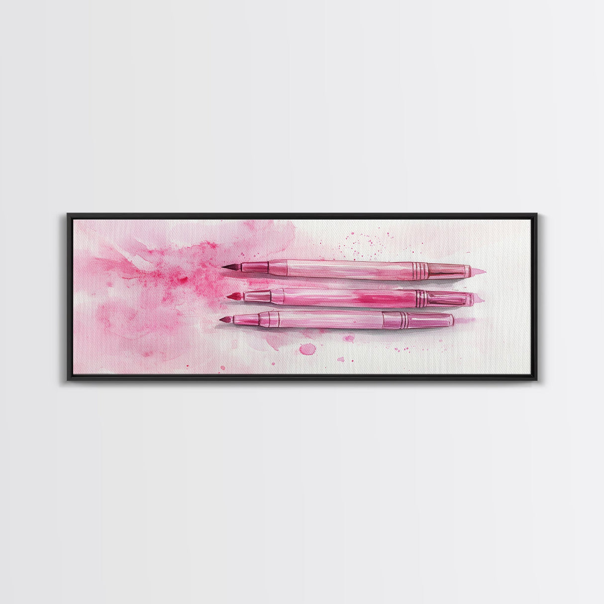 Pink Brushes Art Canvas Print with Geometric Design, Light Pink Wall Art Perfect Above Sofa or Dorm Room, Wabi Sabi Inspired Decor