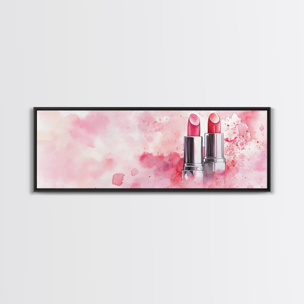 Pink Lipstick Art Canvas Print, Light Pink Wall Art, Feminine Abstract Painting, Modern Home Decor Piece for Bedroom or Bathroom