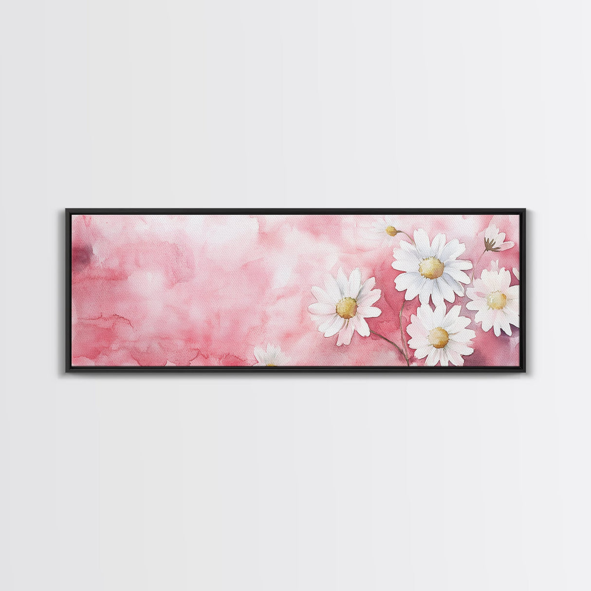 Daisy Flower Wall Art, Canvas Print, Light Pink and White Minimalist Artwork, Botanical Prints Style, Bedroom Whimsical Decor