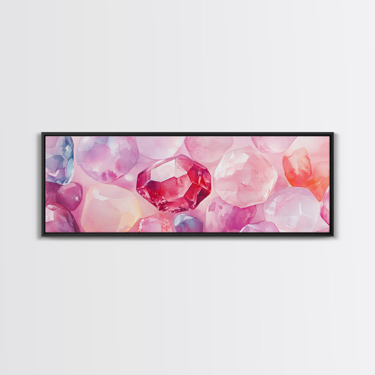 Gemstone Art Canvas Print, Pink Wall Art for Dorm, Light Pink Abstract Art, Whimsical Home Decor, Bedroom or Living Room Gift Idea