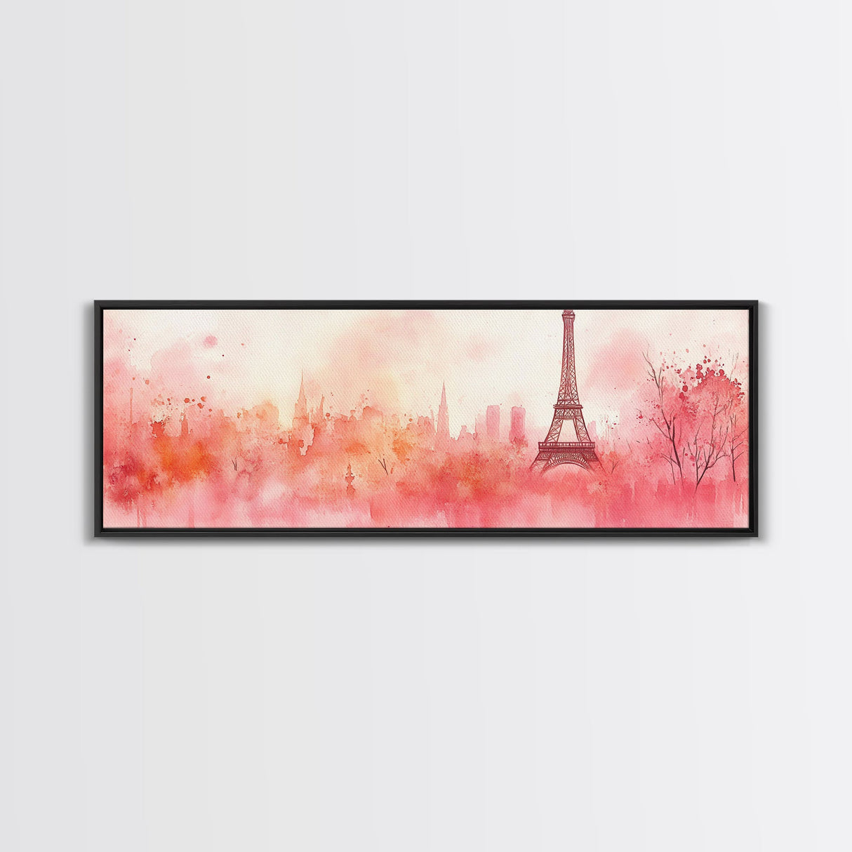 Eiffel Tower Blush Sky Canvas Print, Paris Landscape Art, Light Pink Wall Art, Romantic Artwork, Gift Idea For Her, Extra Wide Art
