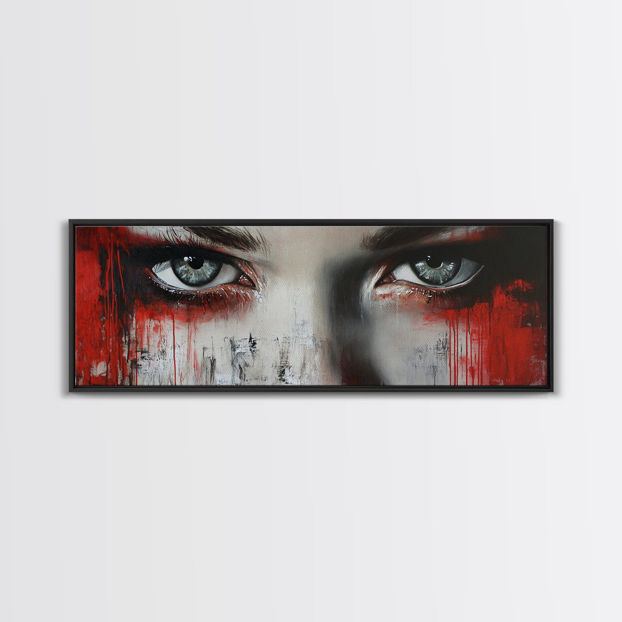 Moody Abstract Canvas Print Framed, Dark Romance Painting Wall Art, Unique Portrait Artwork Gift Idea Modern Home Decor Accent
