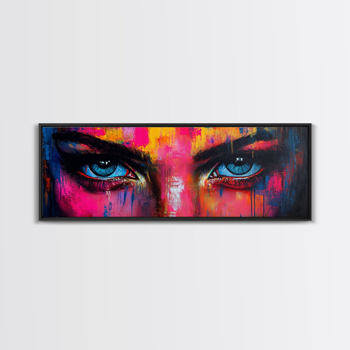 Vibrant Eyes Abstract Canvas Print, Modern Whimsical Wall Art, Colorful Art Gift Idea Bedroom Boho Artistic Expression Decor