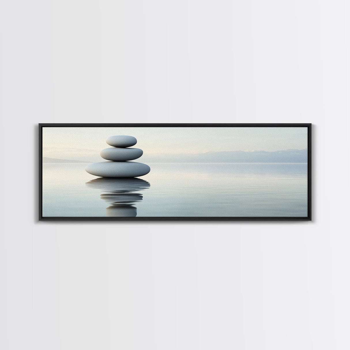 Zen Inspired Framed Canvas Print Minimalist Art Stacked Stones Calming Wabi Sabi Style Living Room Decor Neutral Wall Art